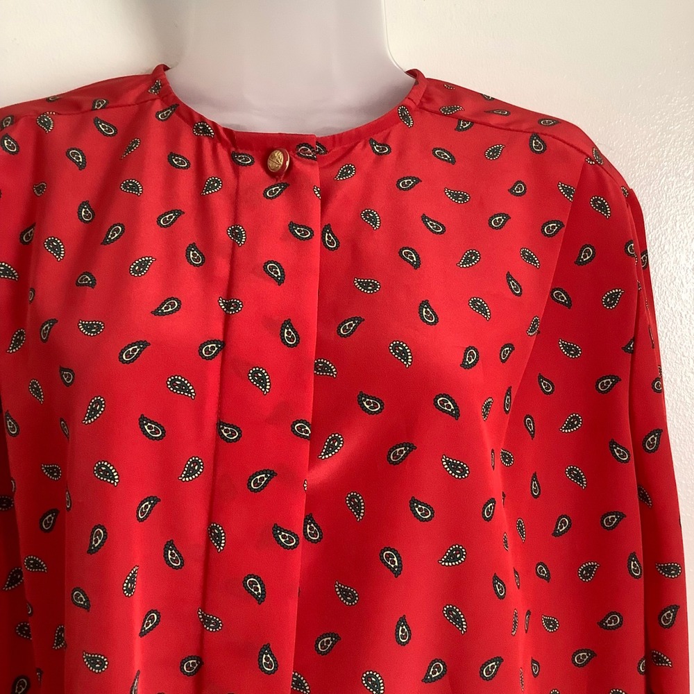 Pendleton Country Sophisticates Red Paisley Blouse Long Sleeve Button Up‎ 20W